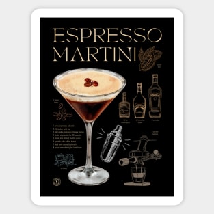 Elegant Espresso Martini Cocktail Recipe Vintage Chalkboard Art Sticker